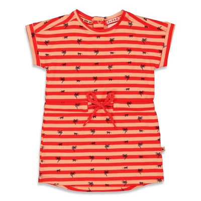 Feetje Jurk streep - Papaya Punch Rood 51400425