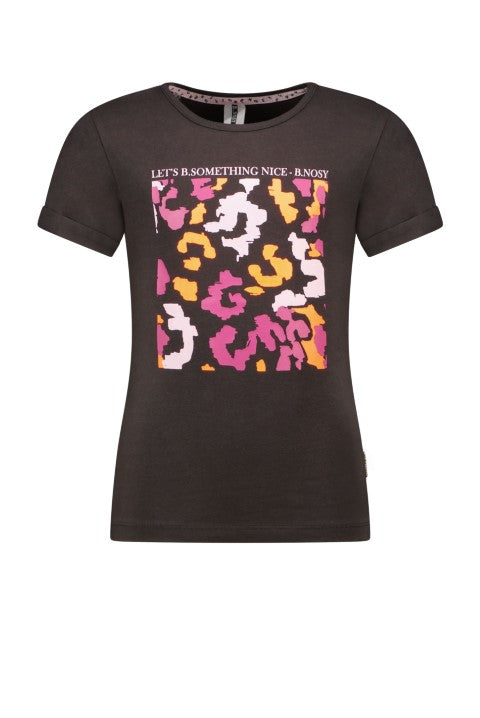 Bnosy Girls short sleeve t-shirt with print artwork on chest Anthracite Y208-5441 010